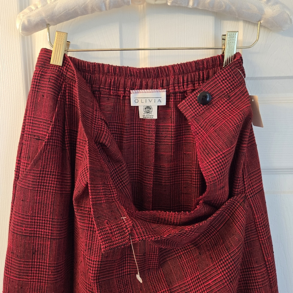 Vintage Olivia Red Plaid Midi Pencil Skirt NWT - Picture 5 of 8